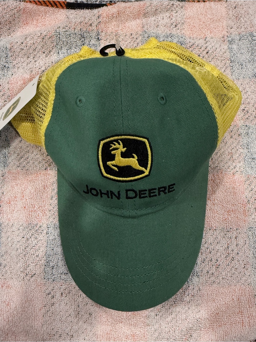 John Deere Green and Yellow Mesh Logo Trucker Hat
